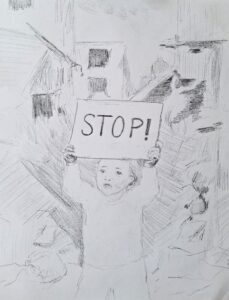 Kind in Gaza Zeichnung von Suzanna